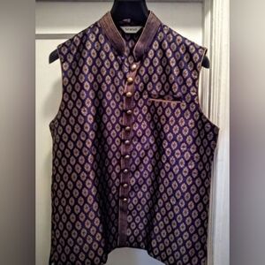 Senso Gold Pattern Blue Luxury Vest